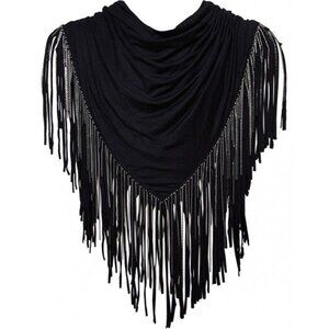 Cecilia De Bucourt Fringe And Chain Embellished Maxi Shawl
